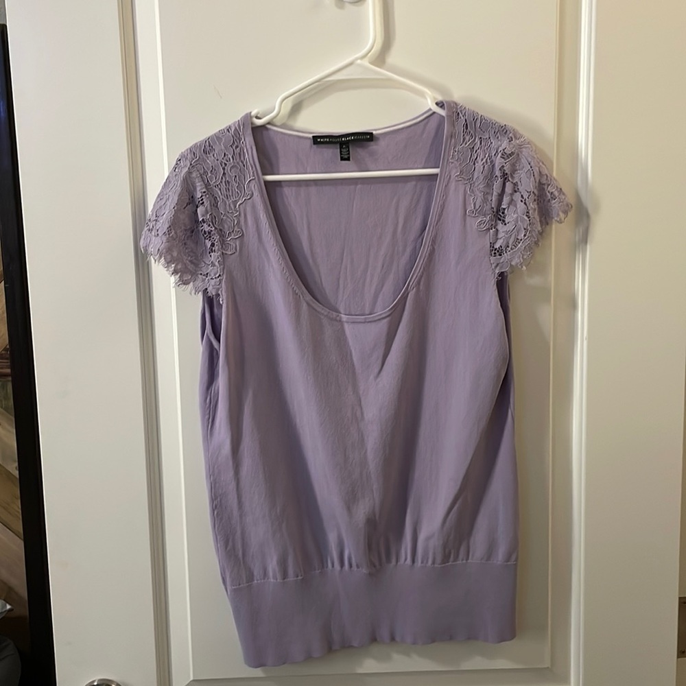 Lavender lace sleeve ruched waist